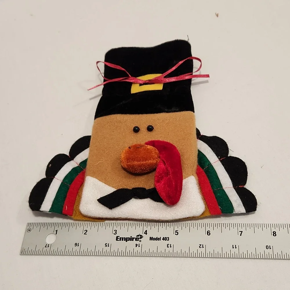 12pc Thanksgiving Turkey Treat Bags Felt Pilgrim Hat Holiday‎ Party Favors Brown